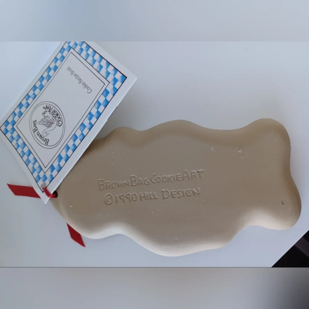 Vintage 1990 Hill Design Brown Bag Cookie Art Teddy Bear‎ Cookir Cut-Out